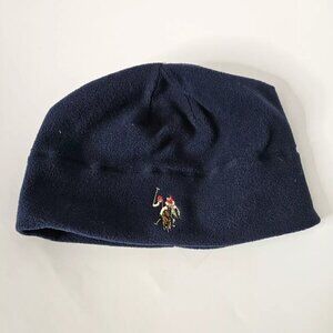 US Polo ASSN Beanie Toque Adult O/S Blue Knit Fleece Embroidered Pony Warm